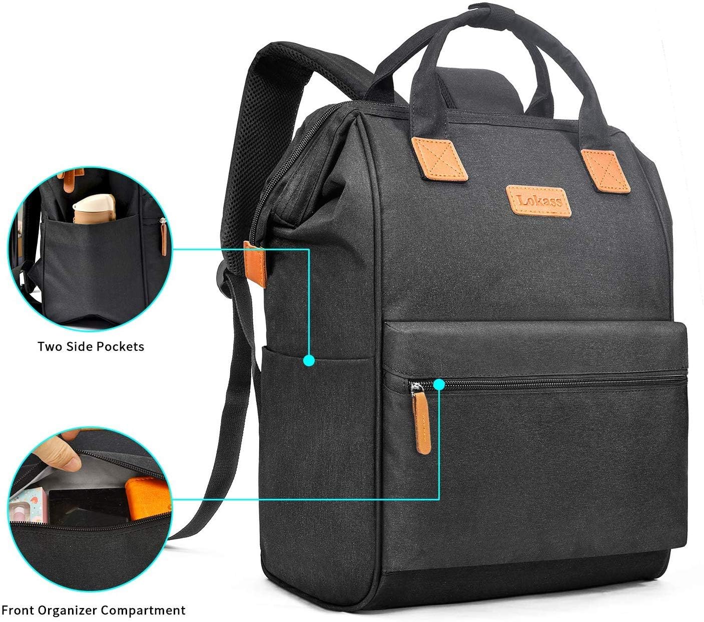 BRINCH Laptop Backpack 17.3 Inch Wide Open Computer Backpack Laptop Bag College Rucksack Water Resistant Business Travel Backpack Multipurpose Casual Daypack with USB Charging Port for Women Men,Black: Computers & Accessories
