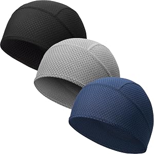 QXQIANXIYE 3 Pack Skull Caps for Men Women Cooling Quick Dry Helmet Liner | Sweat Wicking Lightweight Mesh Breathable Under H