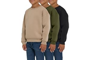 PURE CHAMP 3 Pack Boys Sweatshirts Long Sleeve Boy Crewneck Relaxed Soft Essentials Teen Pullover Sweaters For Youth Kids