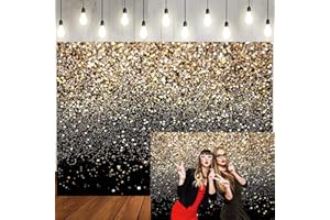 LTLYH 7x5ft Black and Gold Glitter Backdrop Golden Spots Backdrop Backdrop New Year Party Decor Photo Photography Backdrop 129