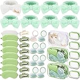 Suncalla 40 Pcs Spa Sleepover Party Supplies Include Sleep Eye Mask Headband Hair Clip Mirror Comb Makeup Bag for Girls Women Slumber Bachelorette Birthday Party Favors(White, Green)