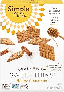 Simple Mills Honey Cinnamon Seed & Nut Flour Sweet Thins, Paleo Friendly & Delicious Sweet Thin Cookies, Good for Snacks, Nut