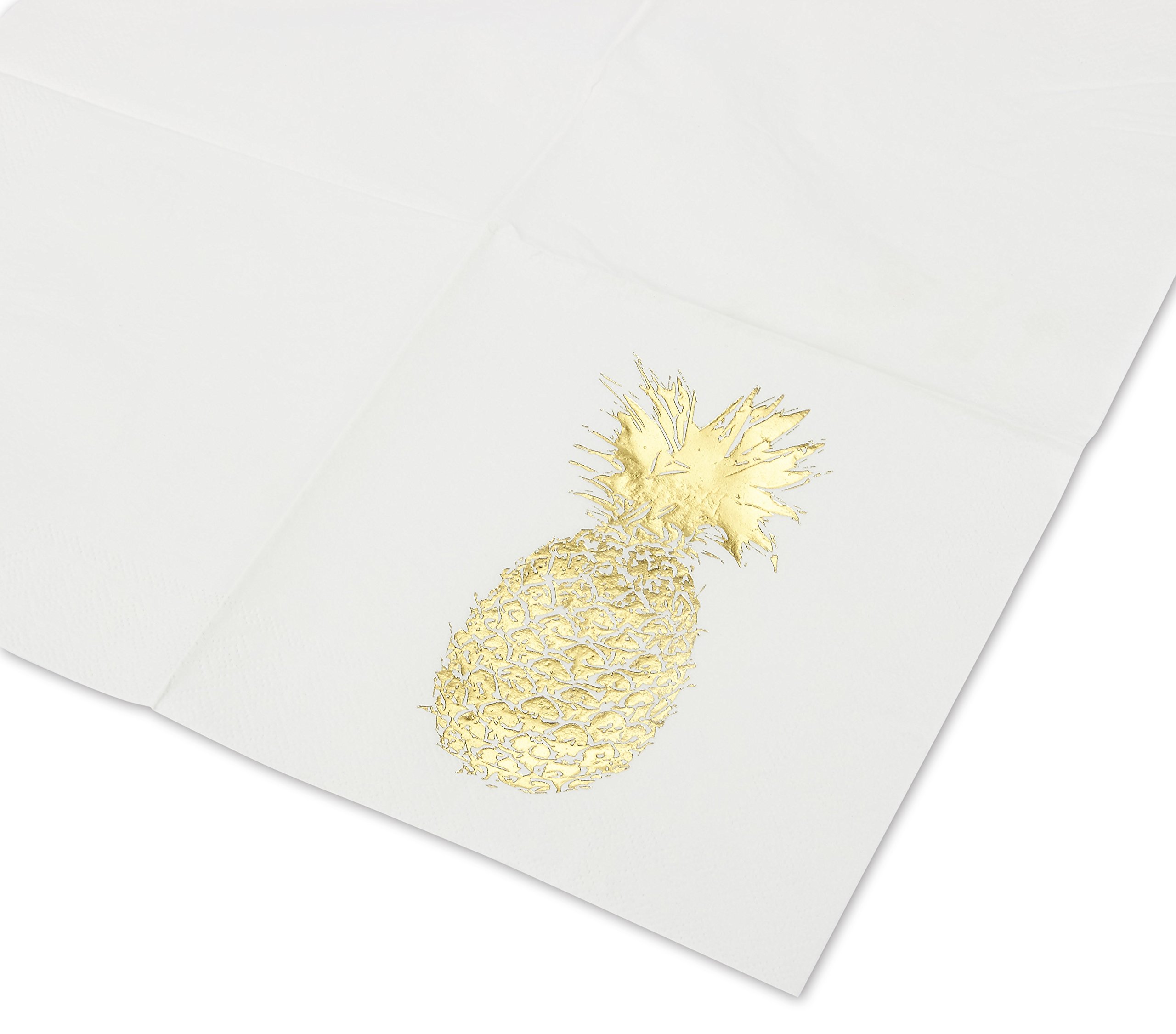 50 Pack Decorative Dinner Napkins - Disposable Paper Party Napkins with Gold Foil Pineapple, Perfect for Anniversary Decorations, Birthday Party Supplies, 6.5 x 6.5 Inches Folded, Gold and White - Image 7