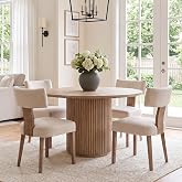 HNY Mid Century Modern Dining Chairs Set of 4, Upholstered Linen Kitchen &amp; Dining Room Chairs with Ergonomic Curved Backrest, Solid Wood Legs, Farmhouse Accent Chair for Home, Apartment, Beige