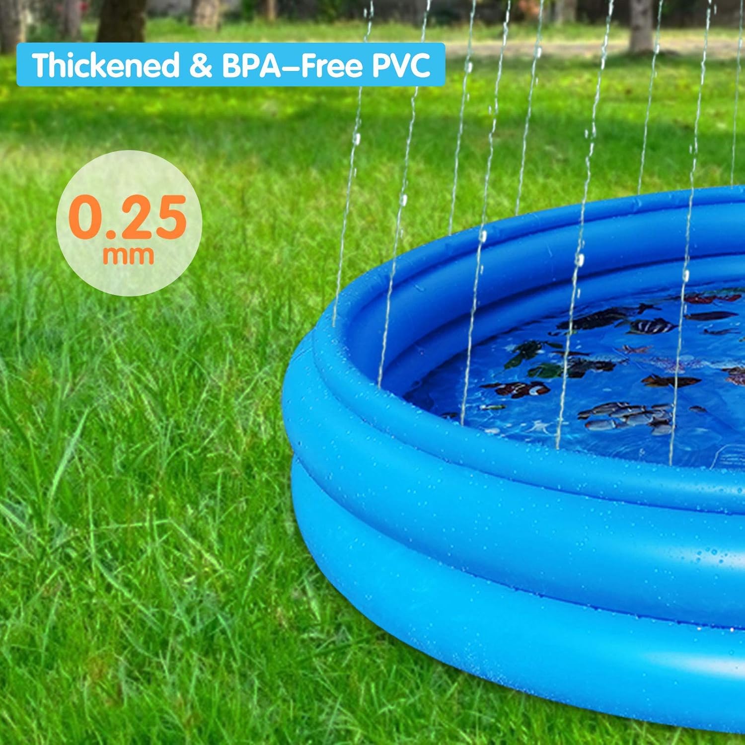 Inflatable Kiddie Pool with Sprinkler for Kids - 50" Baby Pool for Summer Fun, Swimming Pool for Backyard - Inflatable Kids Pool Above Ground, for Age 2 3 4 5 6 7 8 9 10+: Toys & Games