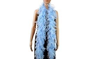 Flydreamfeathers 40 Gram 72" Long, Turkey Chandelle Feather Boa, Dancing Wedding Crafting Party Dress Up, Halloween Costume Decoration (Baby Blue)