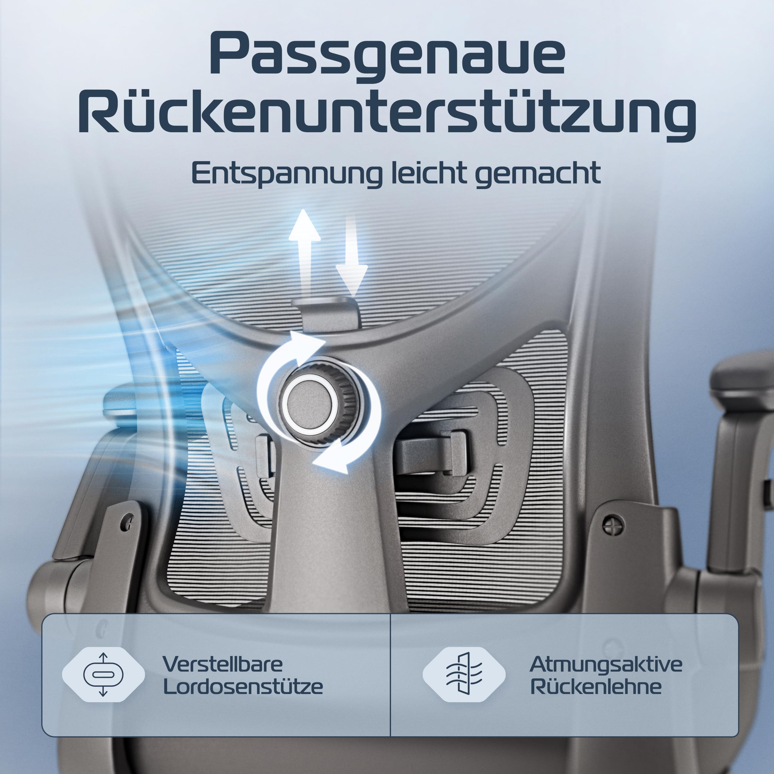 CLOUVOU SmartSeat Bürostuhl Ergonomisch [TESTSIEGER] Schreibtischstuhl 100% individuell einstellbar | Büro Stuhl & Gaming Stuhl | Computerstuhl Home Office Chair Ergonomic | Drehstuhl 150 kg 4