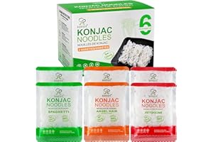 Soeos Konjac Noodles, Shirataki Noodle, 8.8 oz (250 g)*6 Packs, Low Calorie, Low Carb, Keto and Paleo Friendly, 3 Variety Noodles, Fettuccine, Angel Hair, Spaghetti, Total 52.8 Ounce