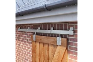 JUBEST 8FT Box Rail Exterior Barn Door Hardware Kit, Heavy-Duty Silver Sliding Barn Door Track System, Wall Mount Door Hardware Kits (Door Not Included)