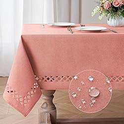 MIULEE Pink Polyester Linen Rectangle Tablecloth