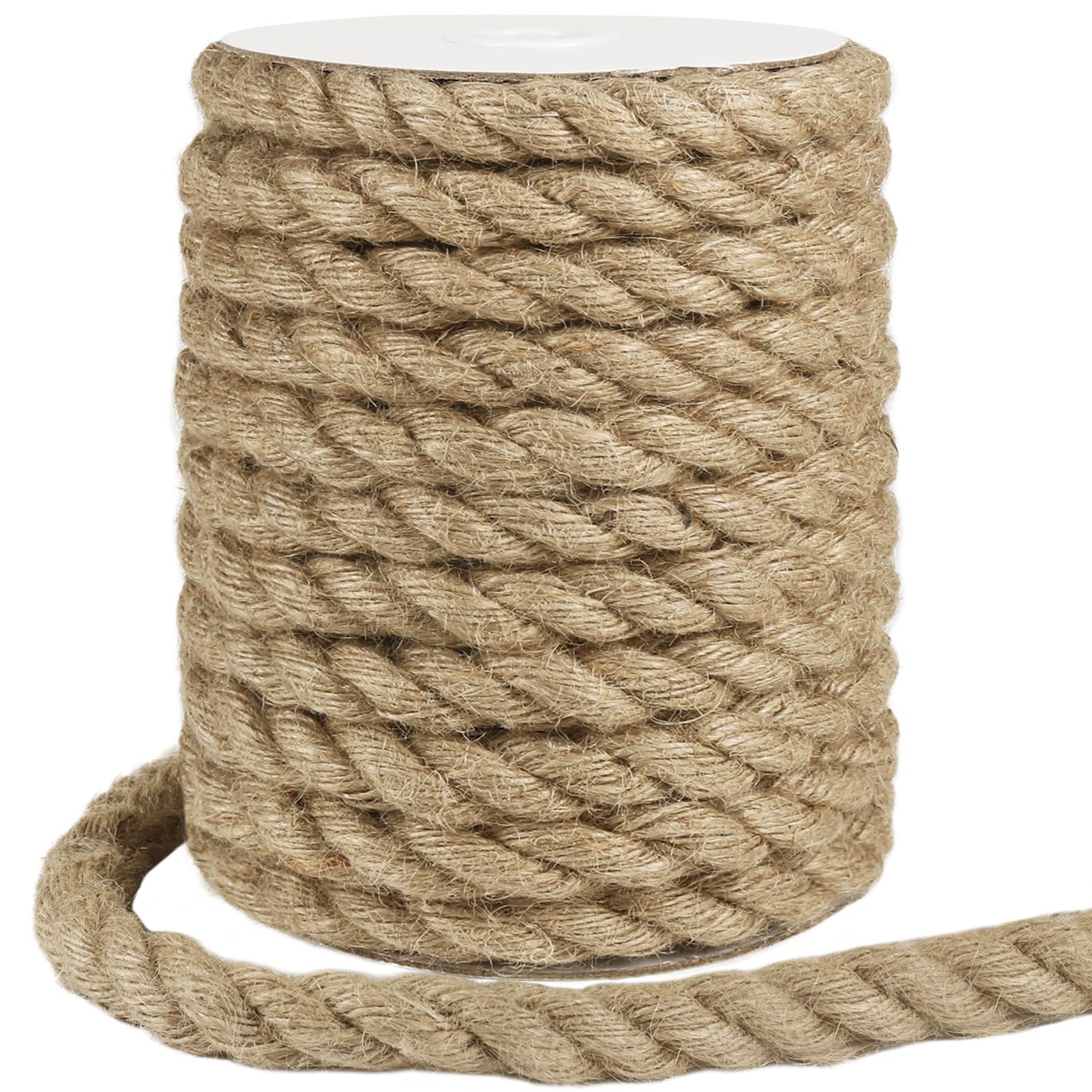 tenn well 14mm Thick Jute Rope, 10M Natural Strong Rope for Cat Scratcher, Decor, Docks, Landscaping and Gardening Fence(Brown)