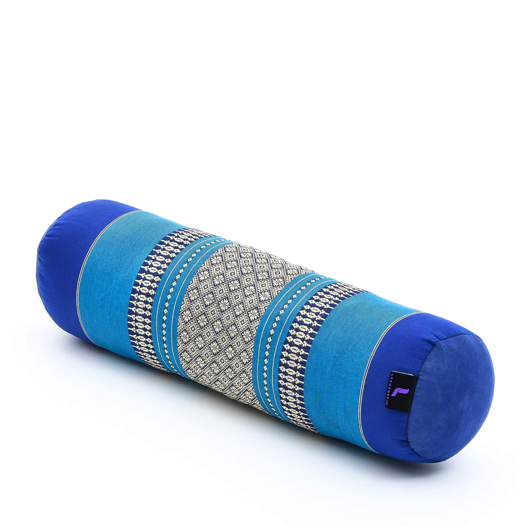 Leewadee Small Yoga Bolster – Shape-Retaining Cervical Neck Roll, Tube Pillow for Comfortable Reading, Kapok Filling, 50 x 15 x 15 cm, Blue