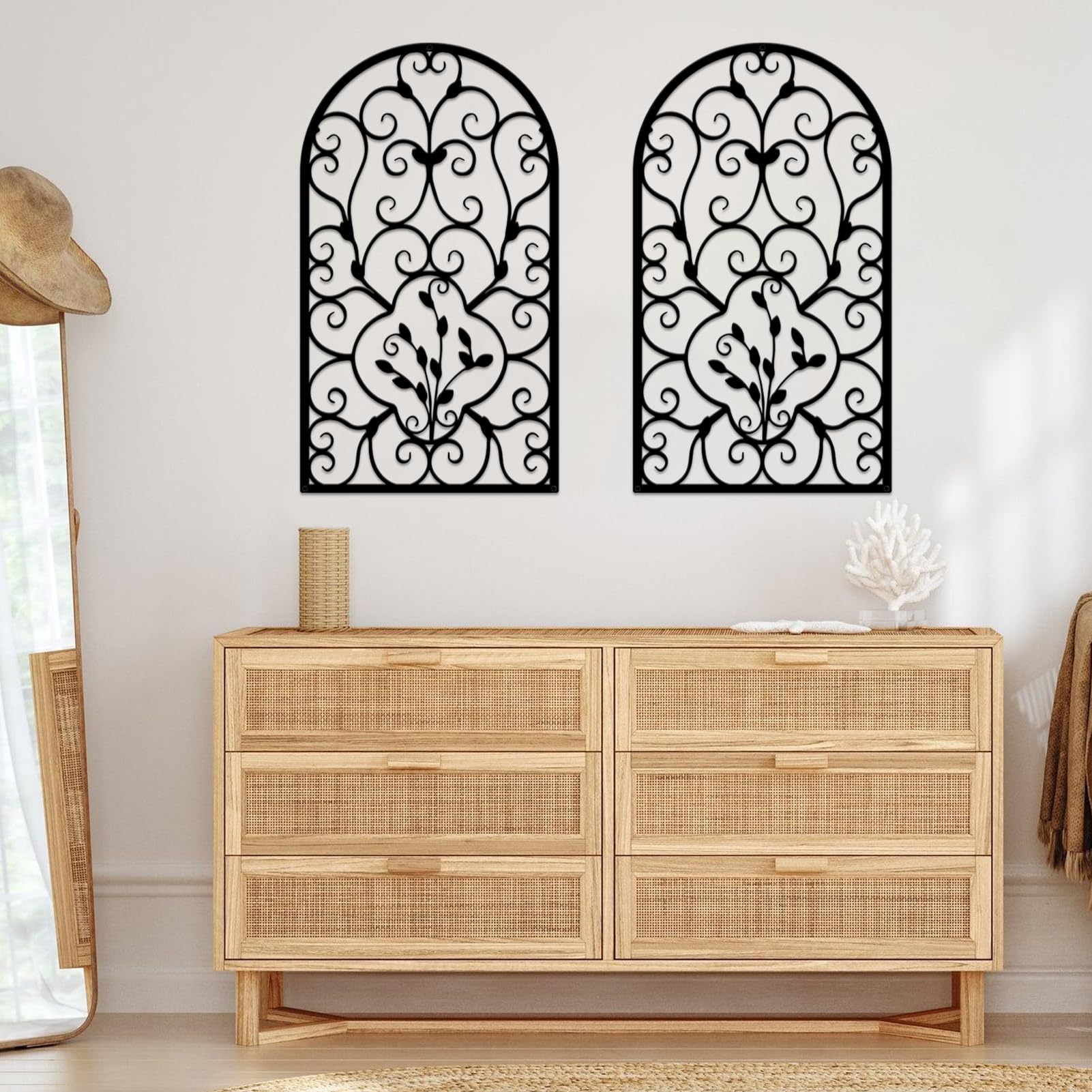 Photo 1 of (missing one) Resama 2 Pcs Scroll Home Wall Decor, Rustic Metal Wall Decor Window Arch