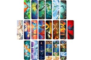 ETPARÉ 20 pcs Wings of Fire Bookmarks - from Wings of Fire Book 1-15 Author Tui Sutherland Bookmark Merchandise for Double-Sided, Durable, Waterproof Bookmark as Party Favor, Student Rewards