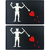 JBCD Pirate Edward Teach Flag Patch Blackbeard Pirate Tactical Patch - PVC Rubber Hook and Loop Fastener Patch, 2 Pack