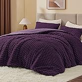 BEDELITE Fluffy Queen Comforter Set - Purple Fleece Soft Comforter for Queen Size Bed, Luxury Warm Bedding Set for Winter, Fuzzy Bed Set 3 Pieces (1 Comforter, 2 Pillowcases)