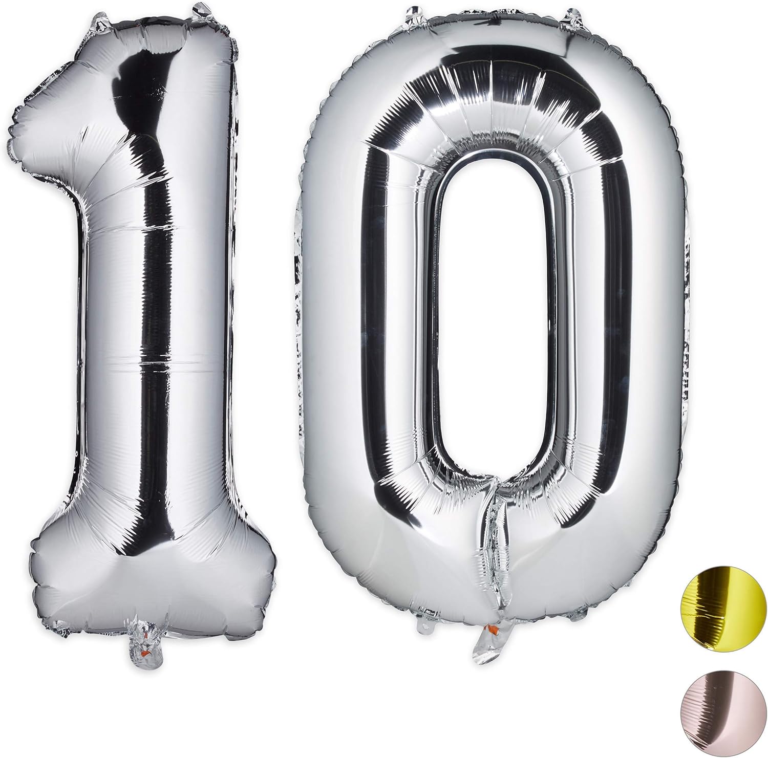 Relaxdays Foil Number 10, Giant, Birthday, Air or Helium Party Balloon