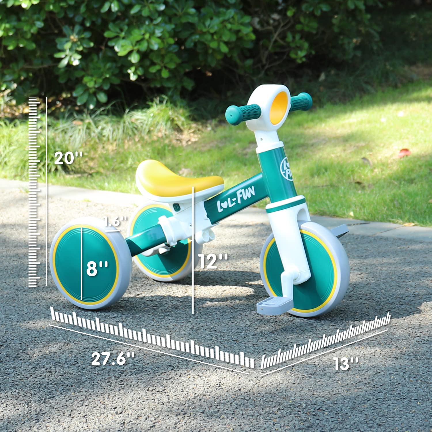 LOL-FUN Toddler Balance Bike for 1 to 4 Years Old Boys Girls Gift, 4 in 1 Baby Bicycle for 1 2 Year Old Kids Tricycle 3 Wheel with Easy Assembly Removable Pedal