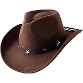Lanzom Kids Girls Boys Cowboy Cowgirl Hat with Buckle Belt Toddlers Felt Western Hat