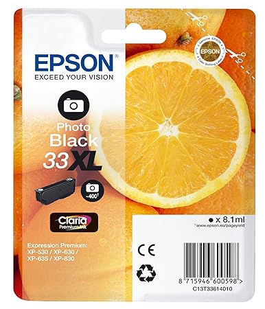Epson Original T3361 Orange, Claria Premium Tinte, Text- und Hochglanzfotodruck XL (Singlepack) schwarz