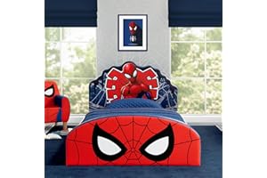 Delta Children Marvel Spider Man Upholstered Twin Bed, Red/Blue