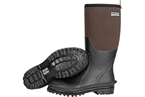 OutdoorMaster Hunting Boots for Men, Waterproof Rubber Neoprene Boots, Anti-slipped Insulated Outdoor Boots