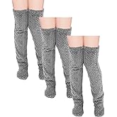 Geyoga 3 Pairs Over Knee Fuzzy Socks High Fuzzy Leg Warmers Over Knee Plush Slipper Socks for Women Christmas Sleeping