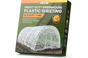 Axgatoxe 6 Mil 12x25 FT Heavy Duty Plastic Sheeting, UV Resistant Tear-Proof for Greenhouse, Construction, Painting, Farm & Floor Protection