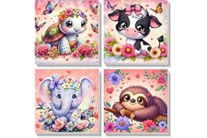 WEMEON 4 Pack Paint by Numbers Kit for Kids with Framed- Easy Paint by Number Crafts for Kids Ages 4-8-12, Simple Painting Kits for Kids for Gift Home Wall Decor(8x8Inch)