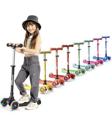 ChromeWheels Monopatín para niños, Deluxe de 4 alturas ajustables con 3 ruedas, con patada, se inclina para dirigir con luz LED intermitente, rosa ChromeWheels Monopatín para niños, Deluxe de 4 alturas ajustables con 3 ruedas, con patada, se inclina para dirigir con luz LED intermitente, rosa