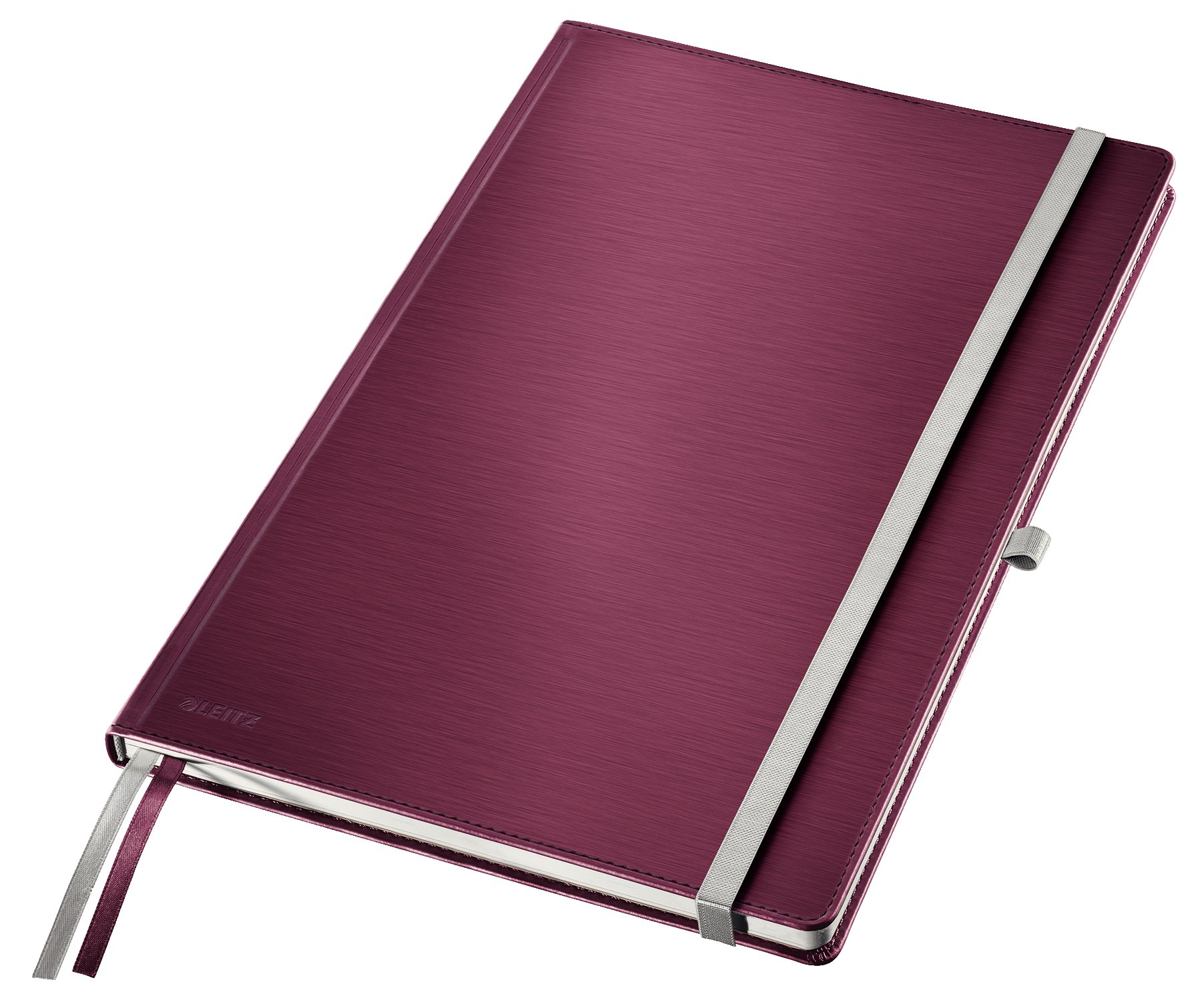 Leitz A4 Hard Cover Notebook, Ruled with 2 Textile Page Markers, 100 gsm Ivory Paper, Style Range, Garnet Red, 80 Sheets
