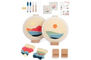 SERENITY ON 7TH Punch Needle Kit Designed for Beginners with Stands | Punch Needle Kits Adults Beginners | Punch Needle Kits Adults | Punch Needle Embroidery Kit | Boho Punch Needle | Punch Needle Kit for Beginners