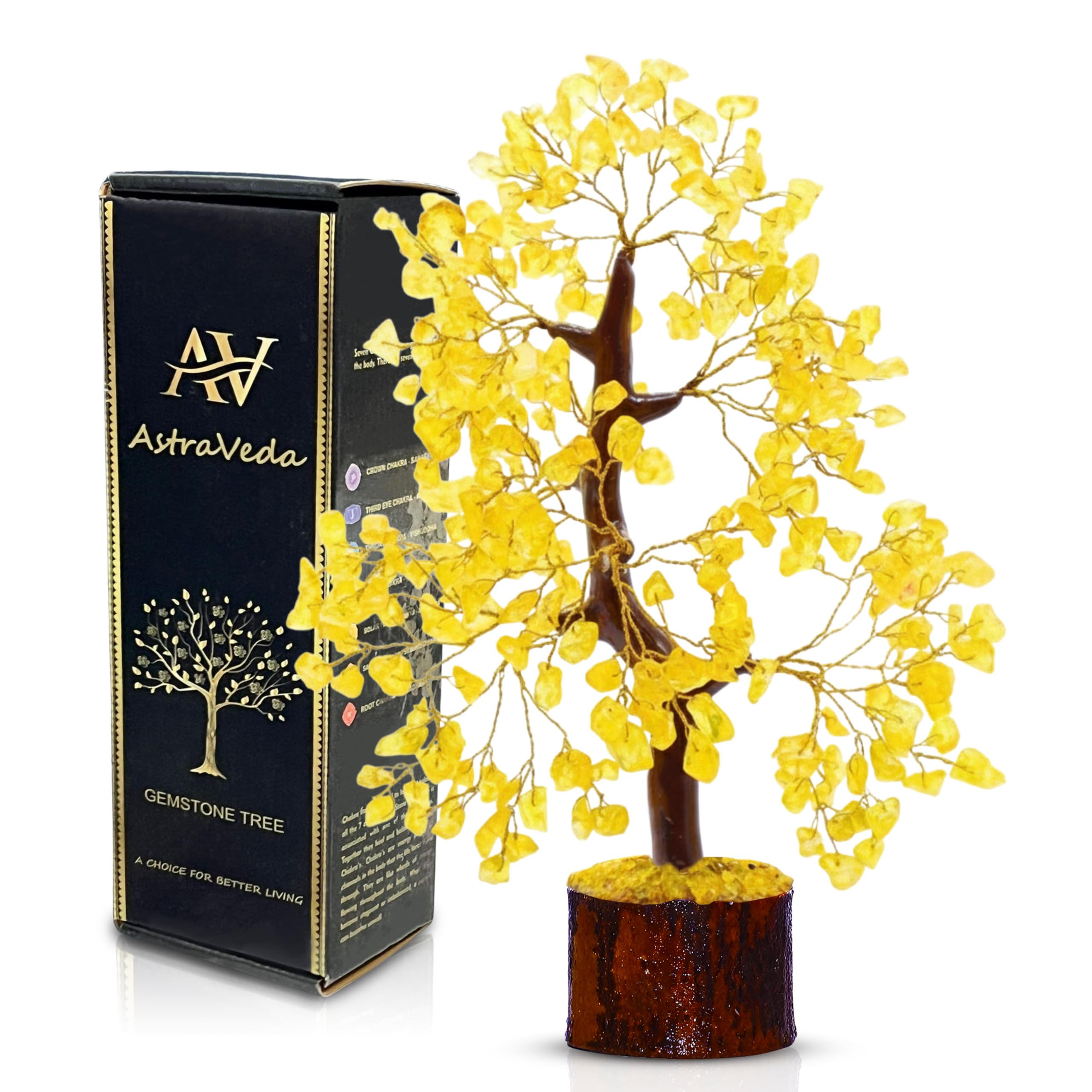 AstraVeda Citrine Tree, Tree of Life, Crystal Tree, Feng Shui Tree, Positive Energy Tree, Meditation Gift, Crystals and Stones, Spiritual Items, 300 Bead