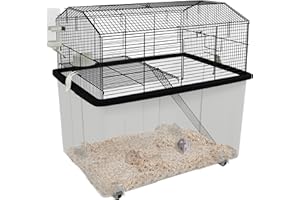 PawHut Hamster Cage with Accessories, Portable Small Animal Cage Includes Detachable Bottom, Ramp, Platform, Food Bowl, Water