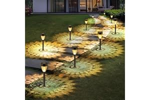 HERZILA 12 Pack Solar Lights Outdoor Waterproof, New Upgraded Solar Garden Lights Up to 12 Hrs Auto On/Off,Solar Pathway Lights Outdoor Outside Lights for Yard Patio,Lawn,Landscape and Pool Decor(3000K)