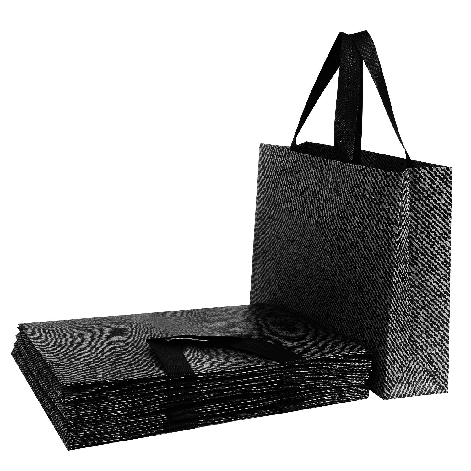 LONTG 10Pack No Woven Gift Bag Tote Bag Party Bag Treat Bags Reusable Grocery Bag Shopping Bag Heavy Duty Carrier Bag for Food Clothes Shoes Boutique Bag Merchandise Retail Bag 35x27x10cm