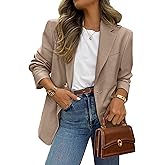 FSVABY Womens Casual Work Office Blazer Jacket Long Sleeve Lightweight Open Front Two Button Suit Blazer with Pockets