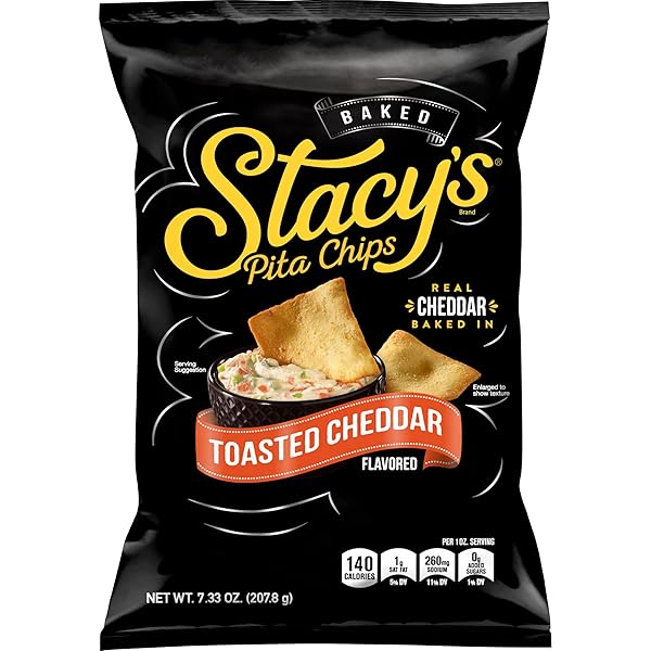 STACY’S PITA CHIPS, TOASTED CHEDDAR, NO ARTIFICIAL COLORS OR FLAVORS, 7 OZ BAG