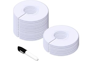 Vantasii 30 Pack White Round Clothing Size Closet Rack Dividers Hangers with 1 Bonus Marker (Outer 3.5”, Inner 1.38” in Diameter)