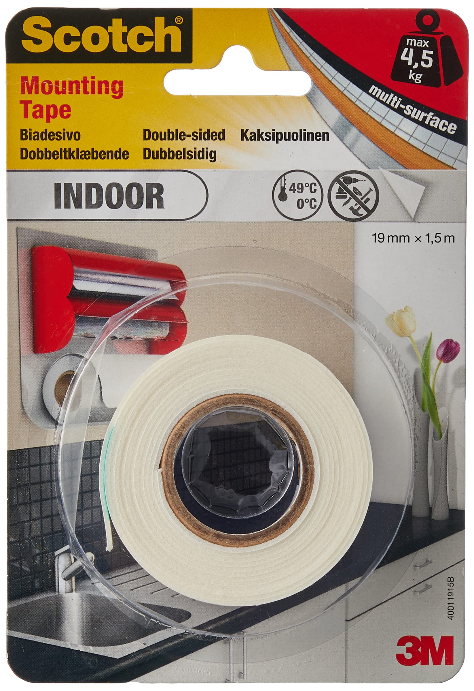 Scotch Strong 40011915B Foam Biadhesive Tape, White