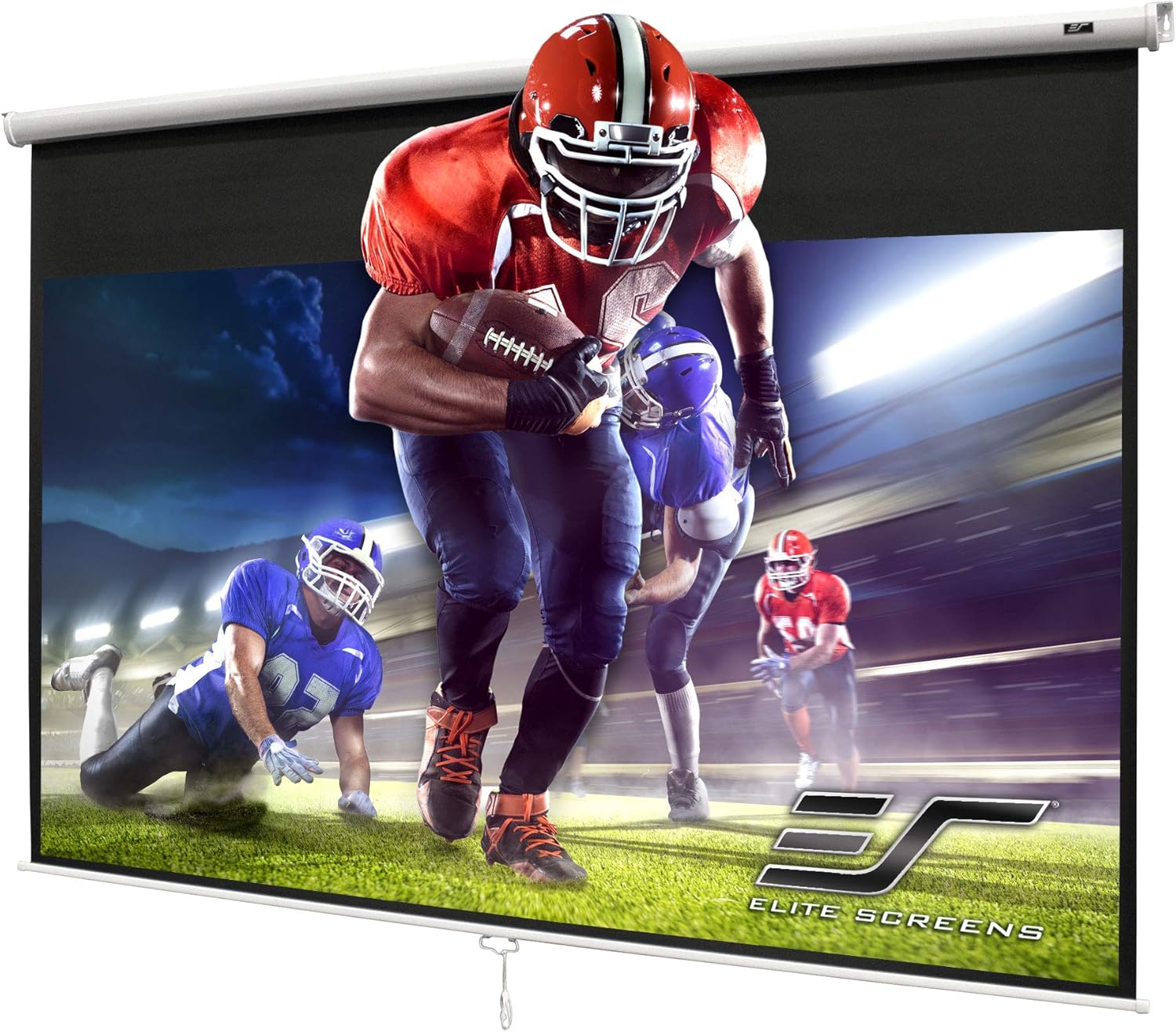 Elite Screens Manual B 100-INCH Manual Pull Down Projector Screen Diagonal 16:9 Diag 4K 8K 3D Ultra HDR HD Ready Home Theater Movie Theatre White Projection Screen with Slow Retract Mechanism M100H: Home Audio & Theater