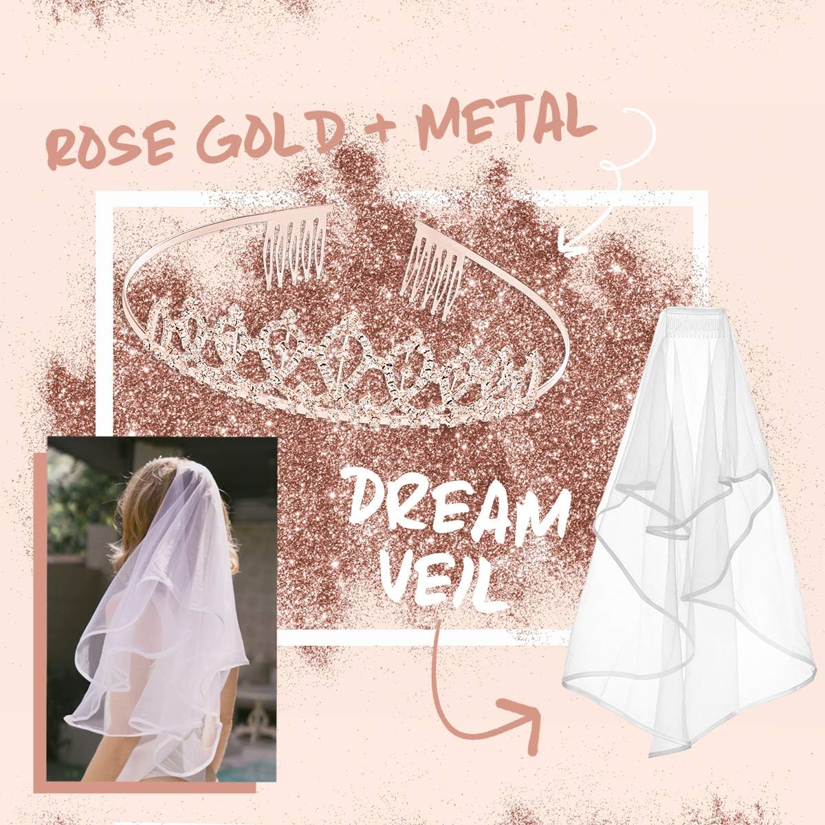 xo, Fetti Bachelorette Party Decorations Rose Gold Glitter Kit - Bridal Shower Supplies | Bride to Be Sash, BRIDE Balloons, Tiara, Wifey For Lifey Banner, Veil + Bride Tribe Tattoos: Kitchen & Dining