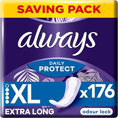 Always Dailies Long Plus Extra Protect Panty Liners x44 4x44 ct Breathable