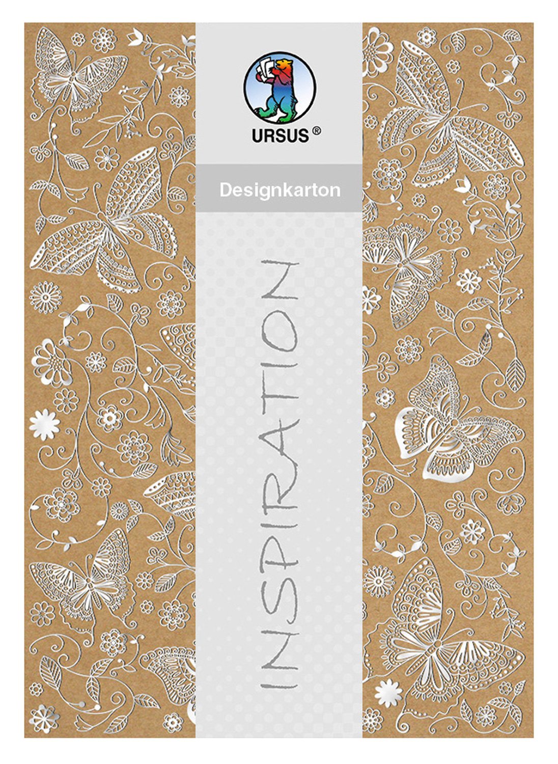 Ursus 62374602F – Design Card Selection 250 g/m² DIN A4 5 Sheets Butterfly Silver