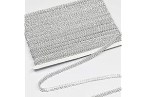 dlboboai Gimp Braid Trim Polyester Braided Ribbon 22 Yards 8mm Wide Centipede Braided Lace Trim for Sewing Crafts Clothing Curtains Accessories Lampshade Home DIY Decoration (Silver, 8mm Wide)