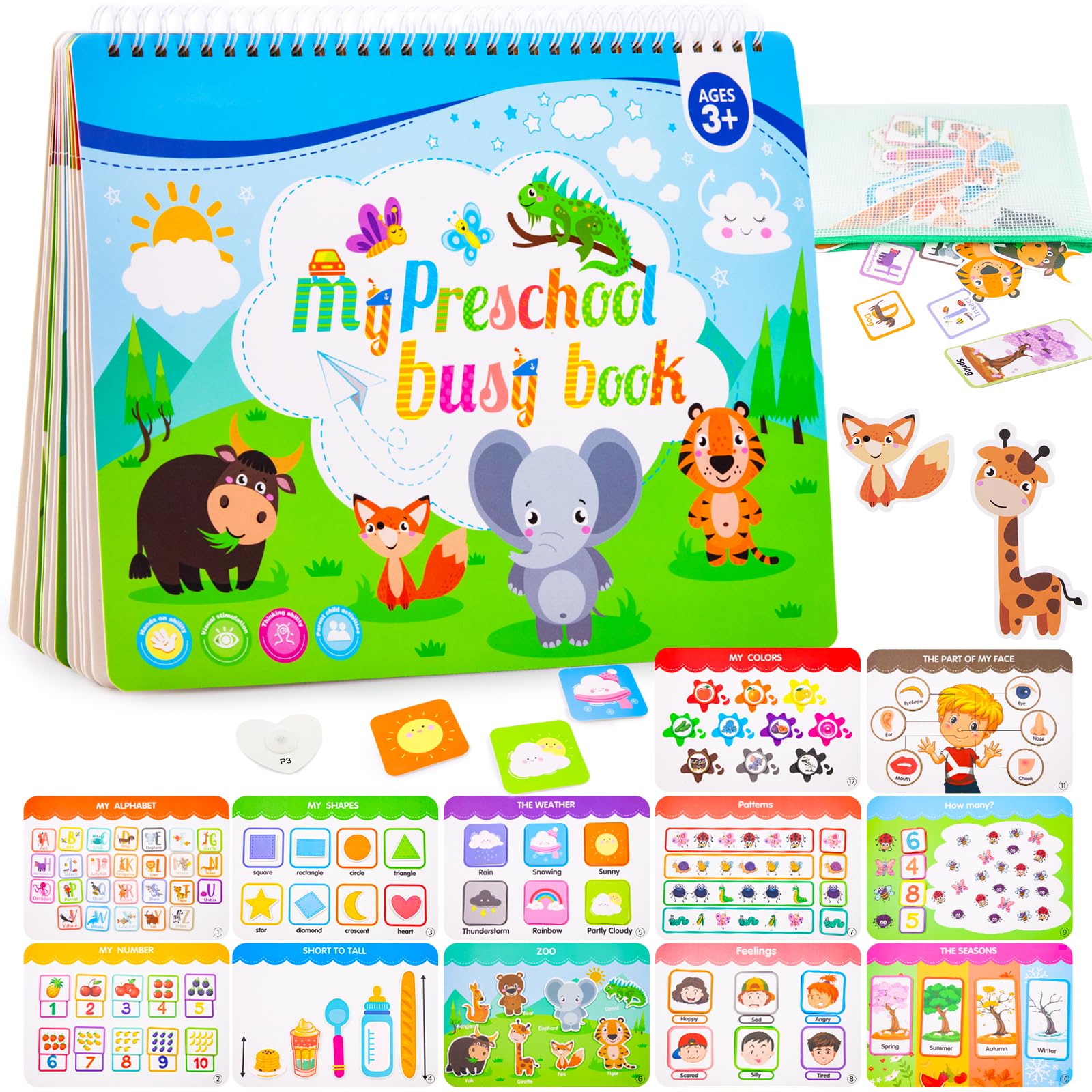 Photo 1 of Toddler Books Educational Learning Toys for for 2+ 3 4 Year Old - Pre-Assembled Stickers & Reusable Activities Homeschool - Birthday Gifts for Girls Boys Ages 3 and Up - Toddler for Kid
