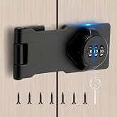 TOKCKYBL Keyless Cabinet Lock with Combination Code - 3-Digit Password | Hasp Latch Lock for Drawers, Bifold Closet Door and Double Sided Door Black, 4.5 Inch