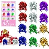 OFFAXE 12 PCS Pull Bows for Gift Wrapping, 6 Inches Large Gift Bow, Waterproof Multi Color Reusable Ribbon Bows for Christmas, Weddings, Wrapping Boxes, Birthdays, Flower Bouquets & Party Decorations
