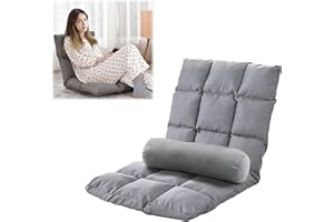 BBTEQEKN Floor Chair with Back Support, 5 Poistion Adjustable Folding Gaming Chair Recliner, Meditation Chair with Steel Fram