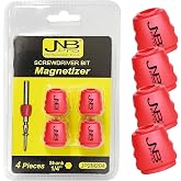 JNB Pro 4 Pcs Screwdriver Head Magnetic Ring - Removable Magnet Hex 1/4 Inch 6.35 mm Universal Magnetic Screw Ring Bit - Magnetizer Ring for Woodworking, Carpentry, Metalworking, DIY Building Projects